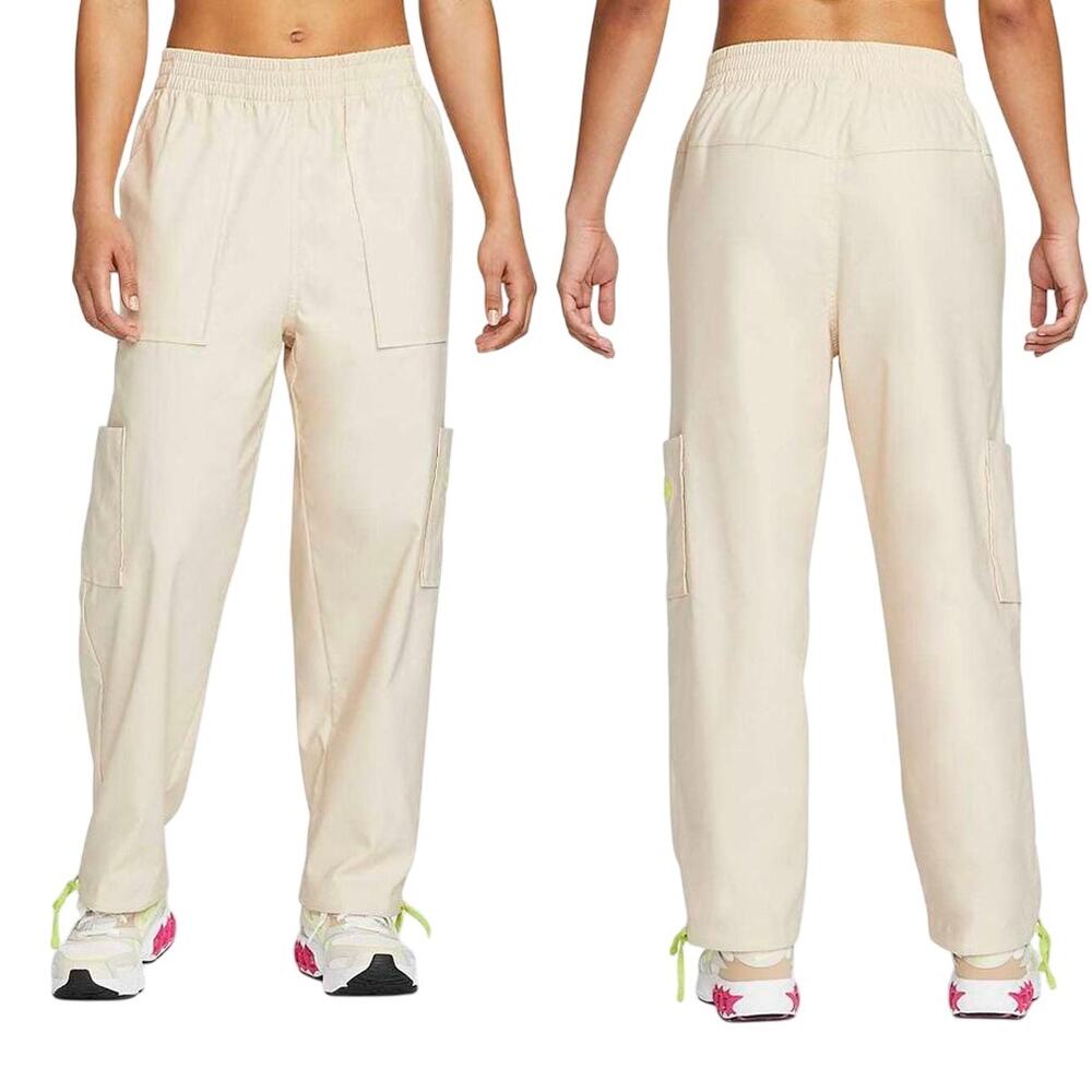 Nike Sportswear Womens M Icon Clash Baggy Wide Leg Pants‎ Khaki Cargo Pockets